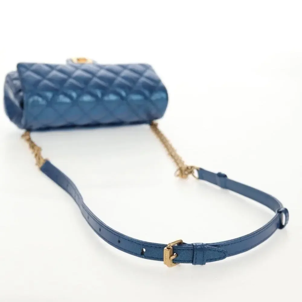 Chanel Matelasse Calfskin Chain Shoulder Bag Blue